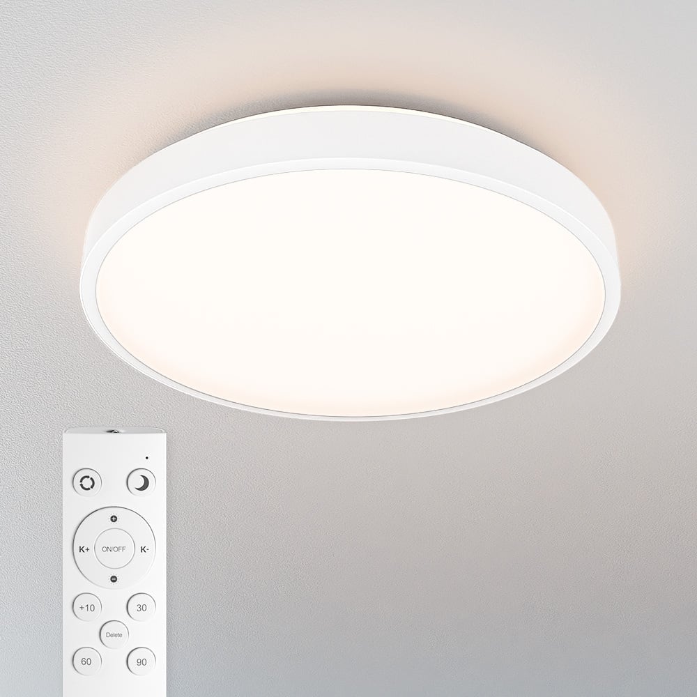 Badkamer plafondlamp wit - Dimbaar - 18W - IP44 - Incl. afstandsbediening