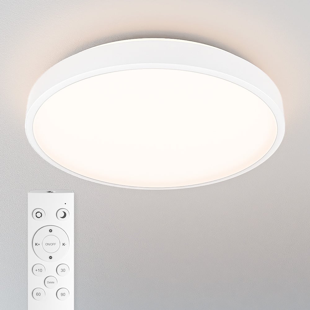 LED Plafondlamp wit - IP44 - 24W 2600lm - CCT - Incl. Afstandsbediening - Ø35 cm