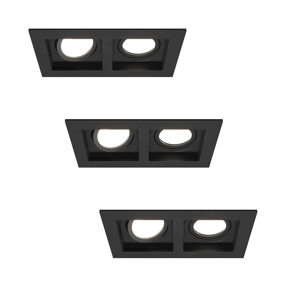 3x Fresno Double Spot LED Encastrable- 2x GU10 - 6500K - 8W 690lm - IP20