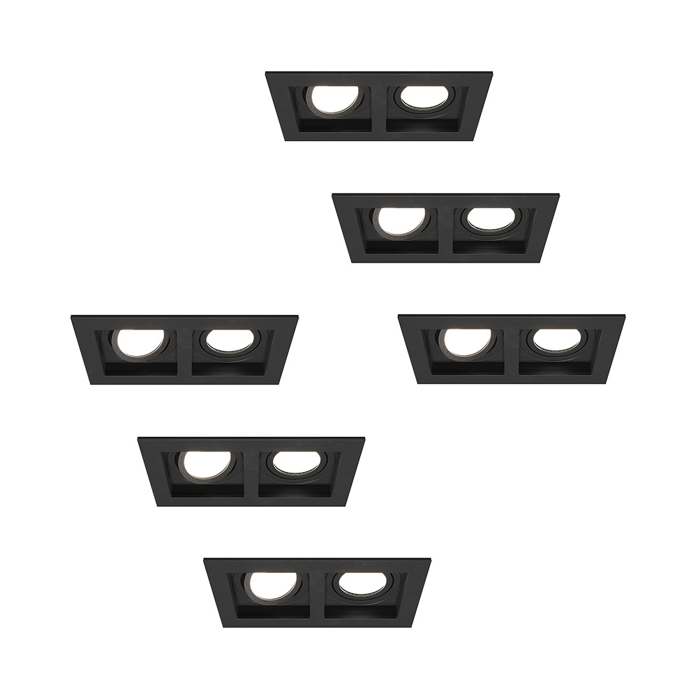 6x Fresno Double Spot LED Encastrable- 2x GU10 - 6500K - 8W 690lm - Inclinable