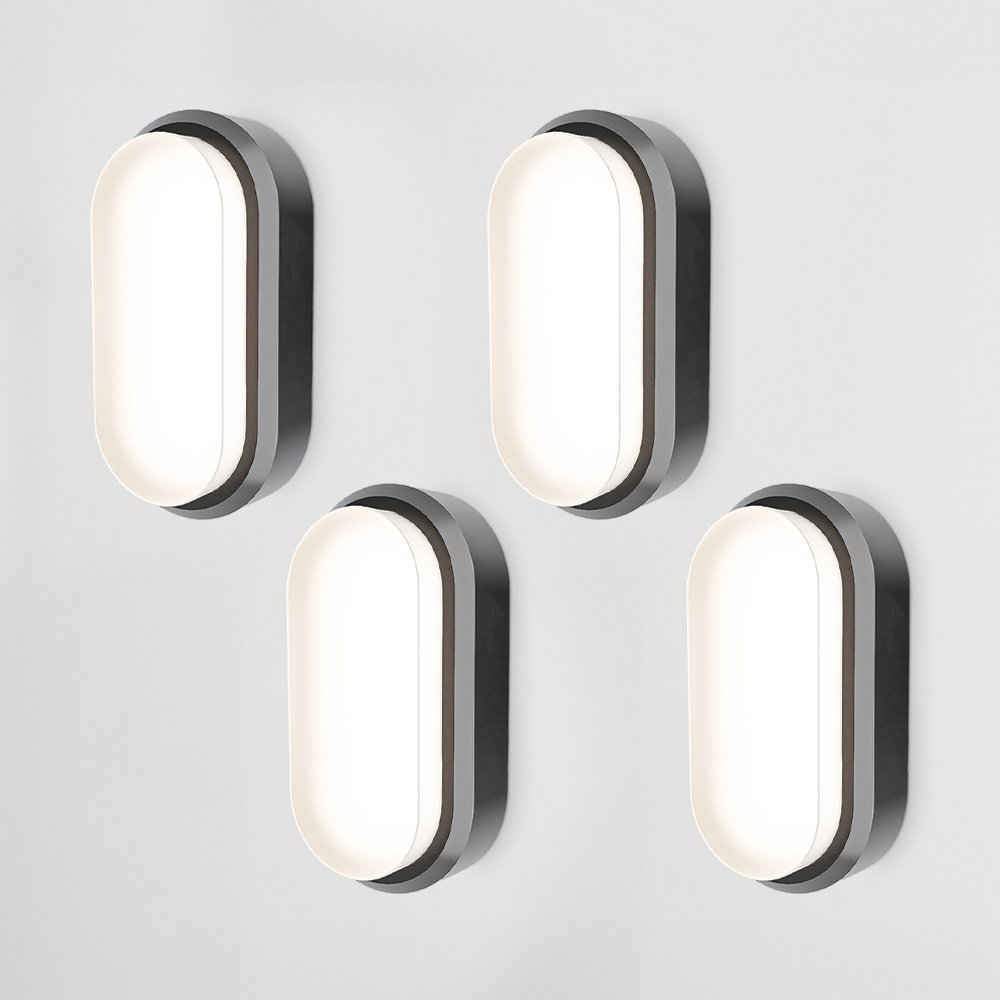 4x C-Series - LED Plafondlamp zwart ovaal - Wandlamp - IP54 - 18W 1830lm - 4000K