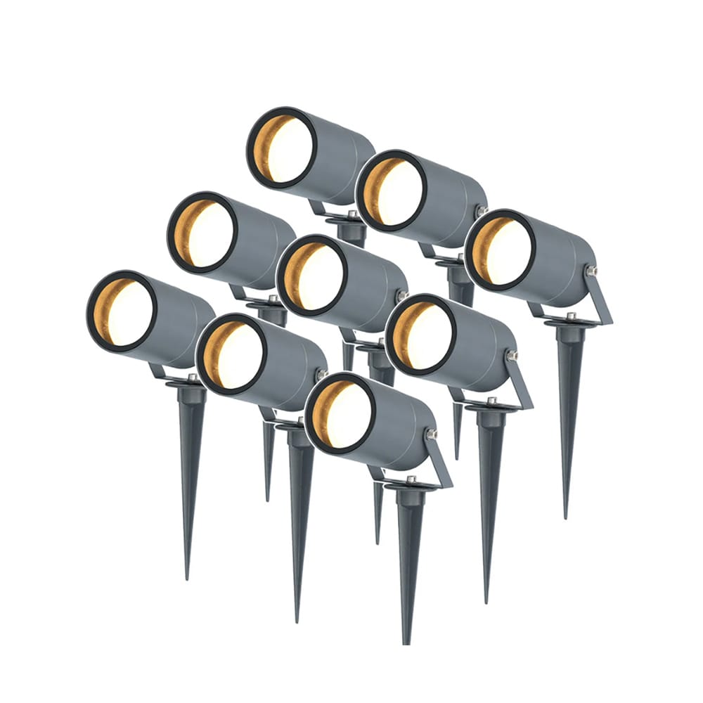 HOFTRONIC™ Set van 9 Spikey dimbare LED prikspots - excl. GU10 - Wandspot - IP65 voor binnen en buiten - Grondspies - Antraciet