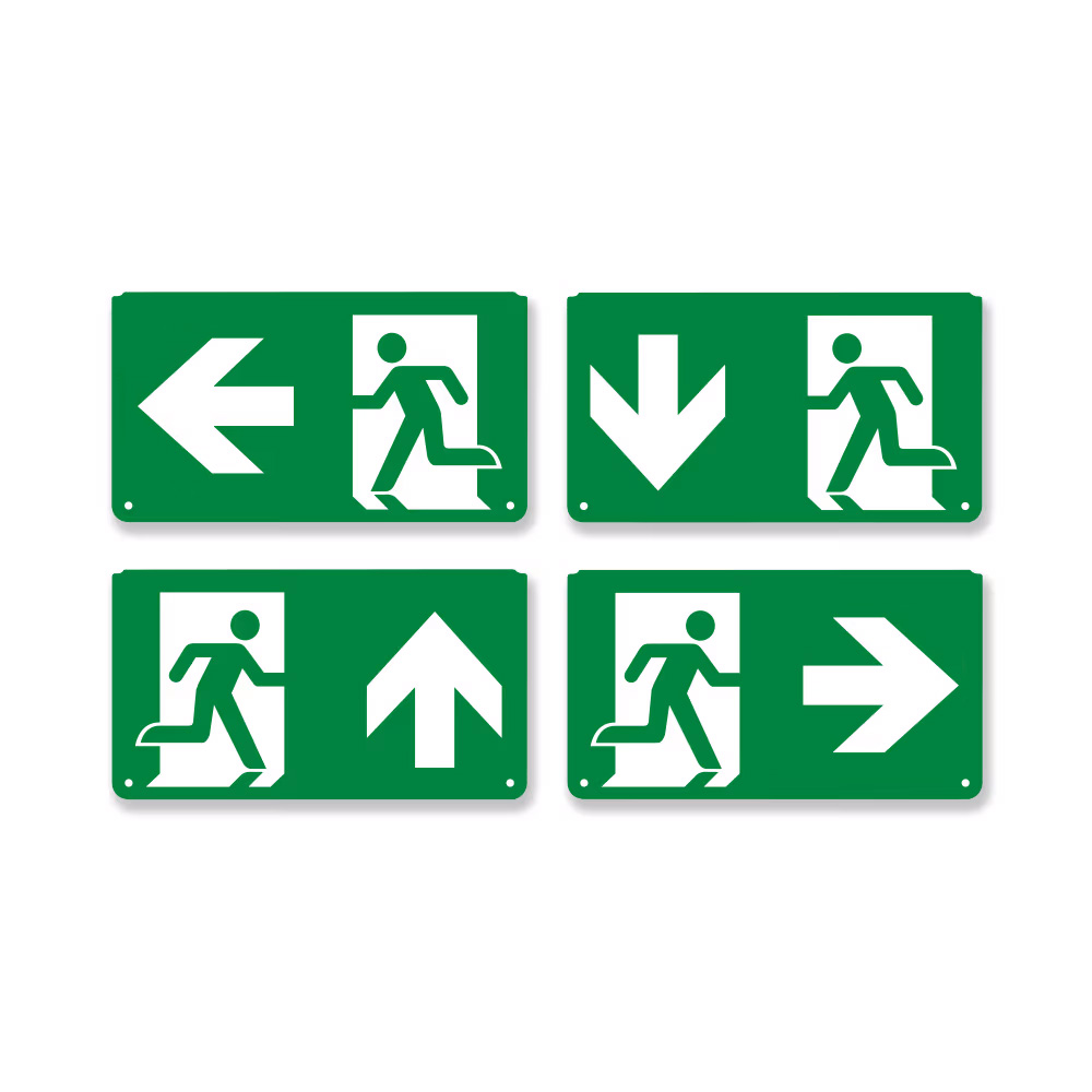 Fluchtwegaufkleber-Set für Tumu Notbeleuchtung - Wegbeschreibung oben/unten/links/rechts