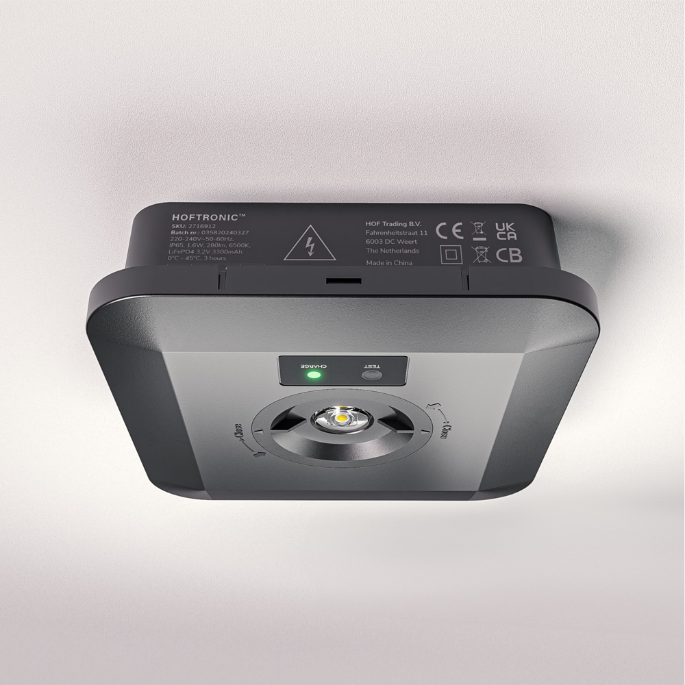 Fuga - LED Surface Mount Spot Round Emergency Light Black - 3W 280lm - Interchangeable lens - IP65