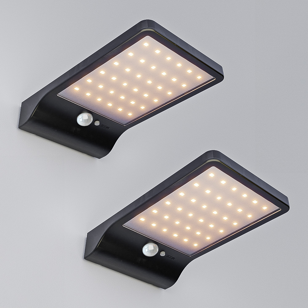 Lot de 2 Macon - Applique murale LED solaire - avec détecteur de mouvement PIR - IP44