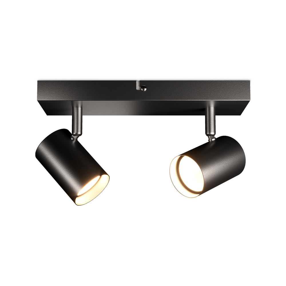 Lark - LED Plafondlamp - 2 spots - GU10 Fitting - Kantelbaar & Draaibaar - Zwart