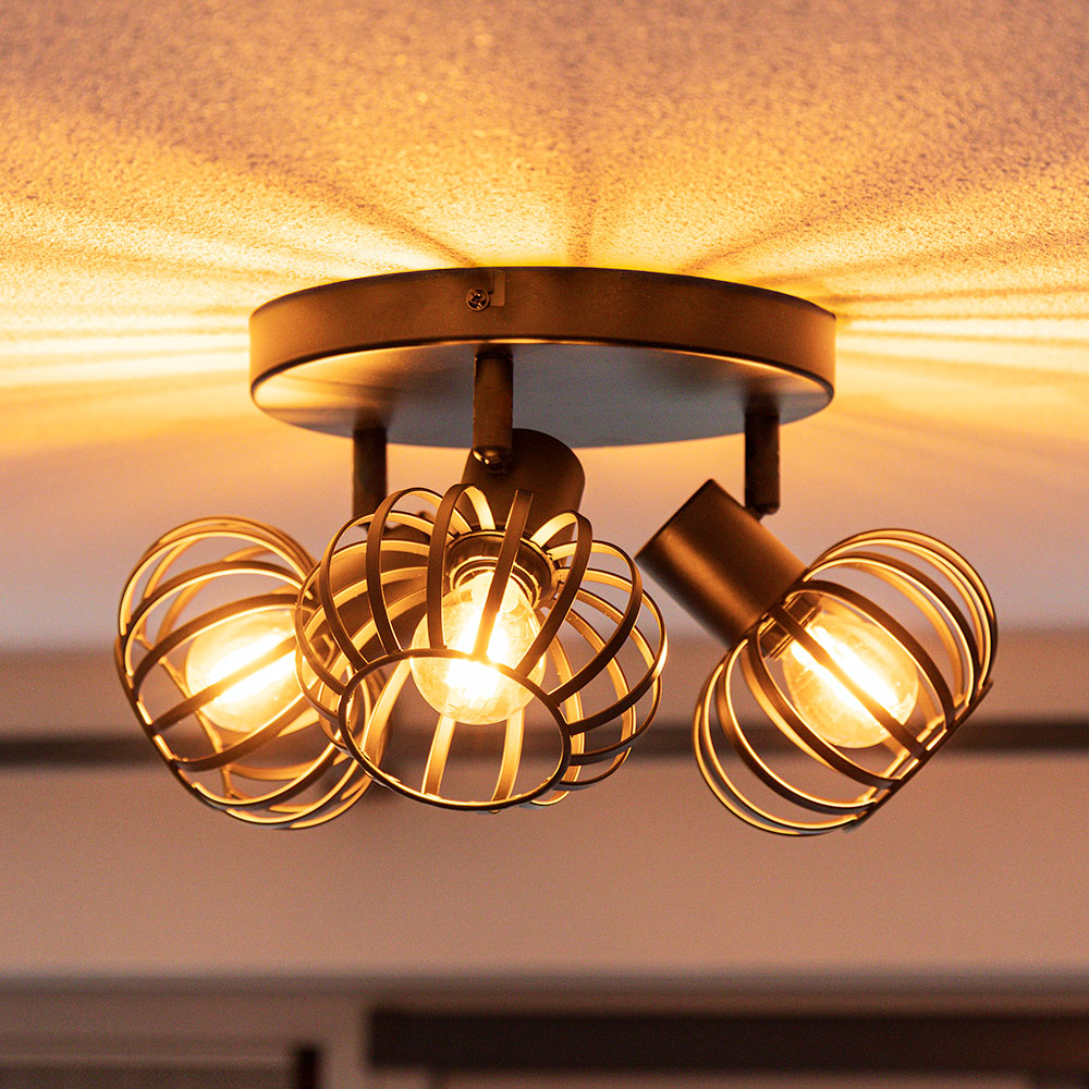 Petal - LED Deckenleuchte - 3-flammig - Rond - E14 - Schwarz