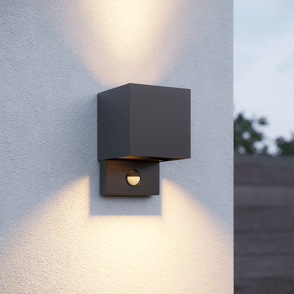 Kansas Applique murale LED Capteur PIR - IP65 - 3000K - 7W - Cube