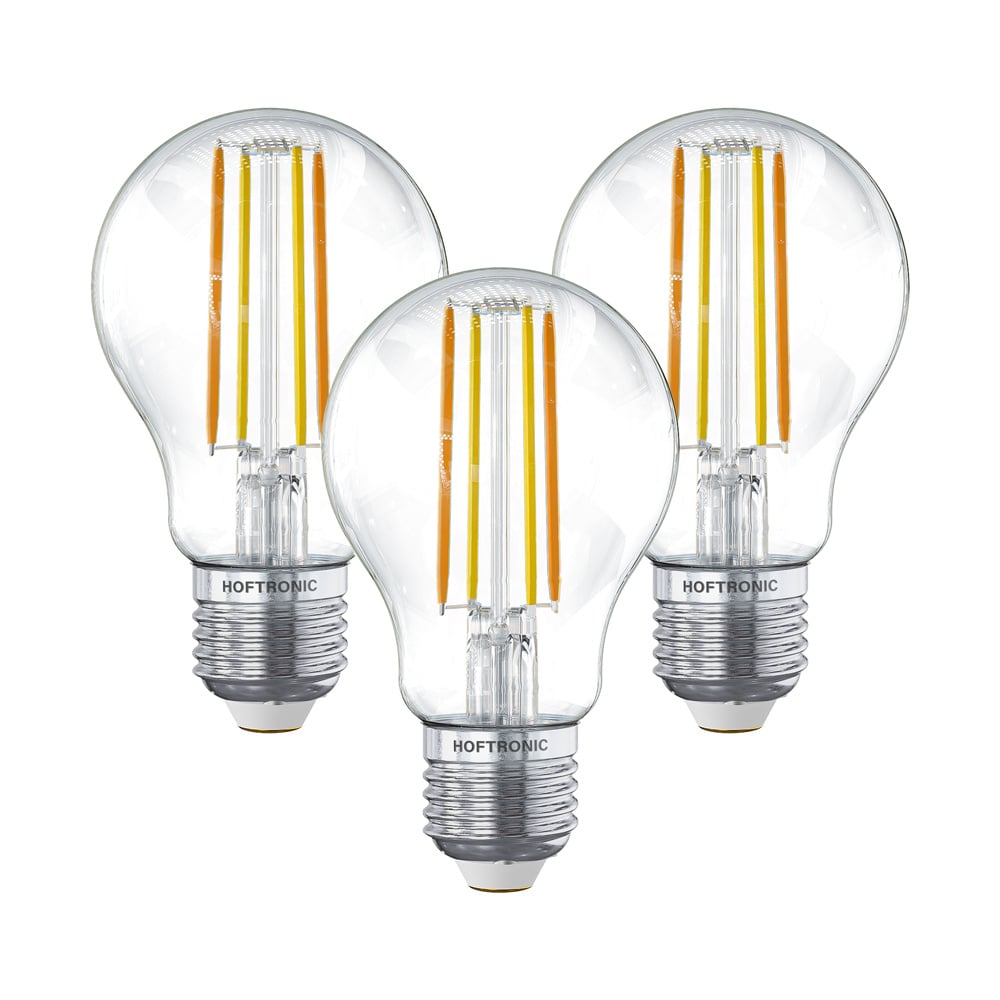 3x ampoules LED à filament connectées E27 - 7 W, 806lm - A60 - 1800-3000K