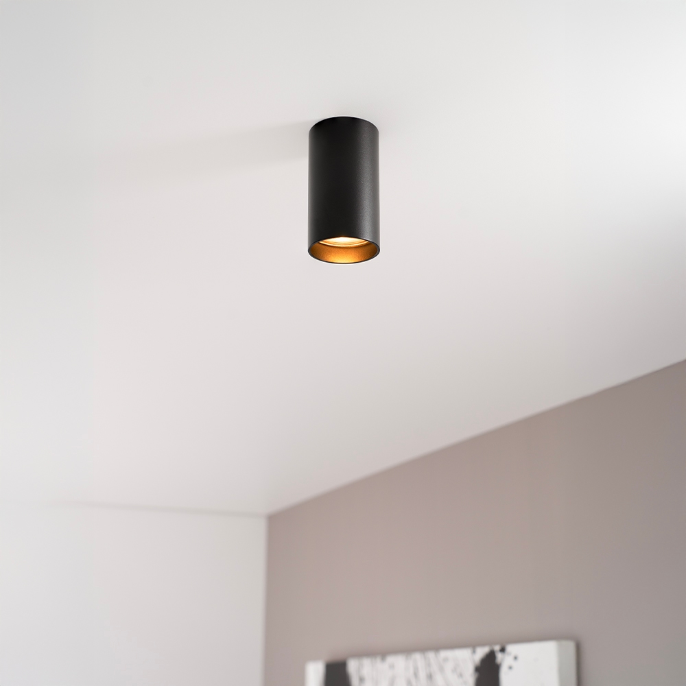 Canopus nero s - Cylindrisk overflademonteret spotlight med matsort belægning