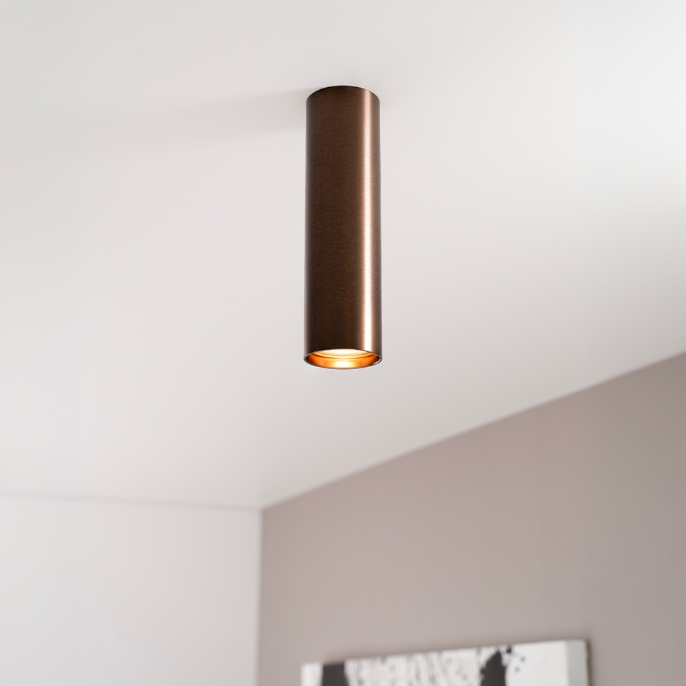 Canopus bronzo m - Cylindrisk overflademonteret spotlight med børstet bronzebelægning