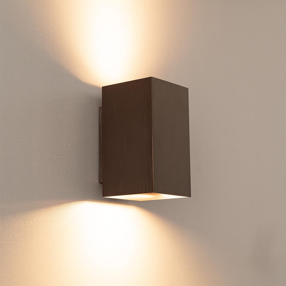 Cometa bronzo m - Rechthoekige wandlamp met geborsteld bronzen coating - Up and downlight