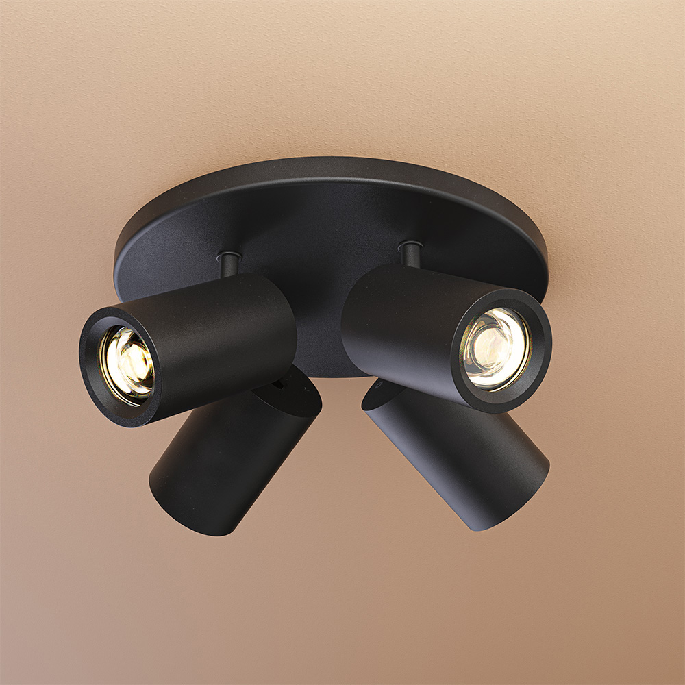 Madona - LED Ceiling Lamp - 4 spots - Excl. GU10 - Tiltable & Rotatable - Round