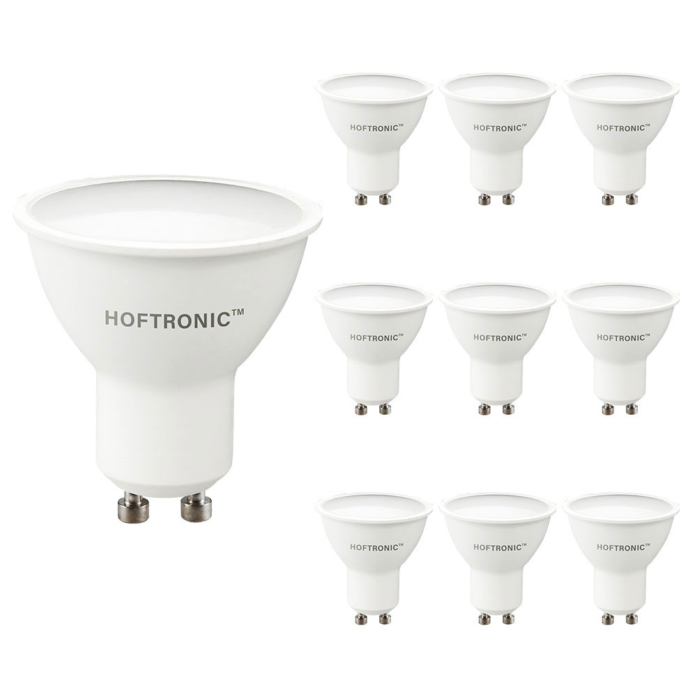 Sæt med 10 LED GU10 Pærer - 4,9 W - 450 lm - 4000 K - LED reflektor