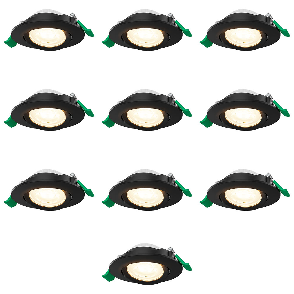 10x Prado Dimmable LED Recessed Spotlight - 6W 570lm - CCT 2700K/4000K/6000K - Tiltable - Black