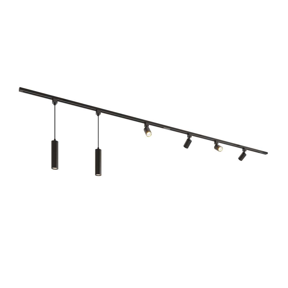 Taros Railverlichting Pakket - Recht - 2x 1,5 m rail - 4 railspots - 2 hanglamp