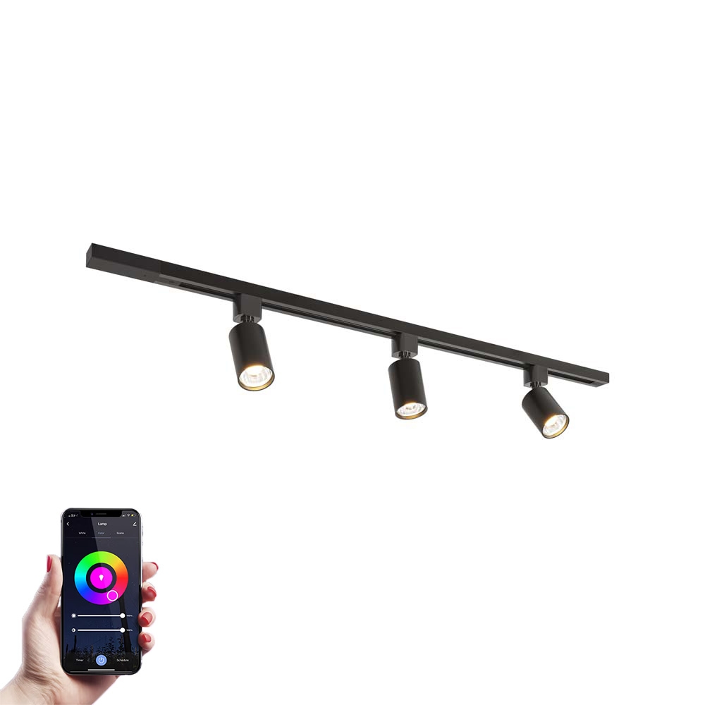 Taros LED Track Lighting package - Straight - 1m - 3 Spotlights - RGBWW GU10