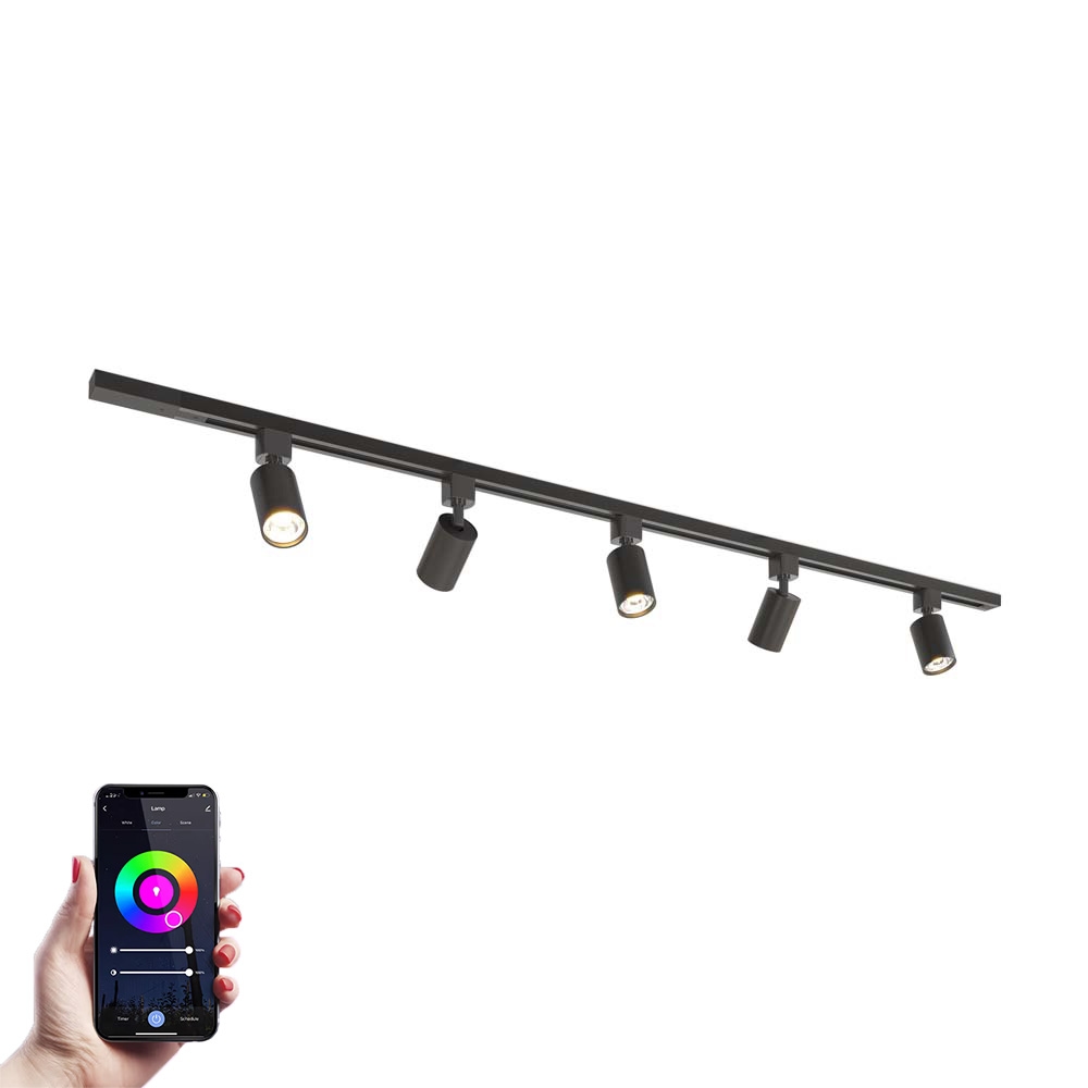 Taros LED Track Lighting package - Straight - 1,5m - 5 Spotlights - RGBWW GU10