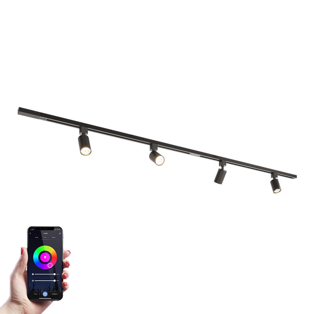 Taros LED-skinnesystem-pakke - lige - 2x 1 m - 4 skinnespots - RGBWW GU10