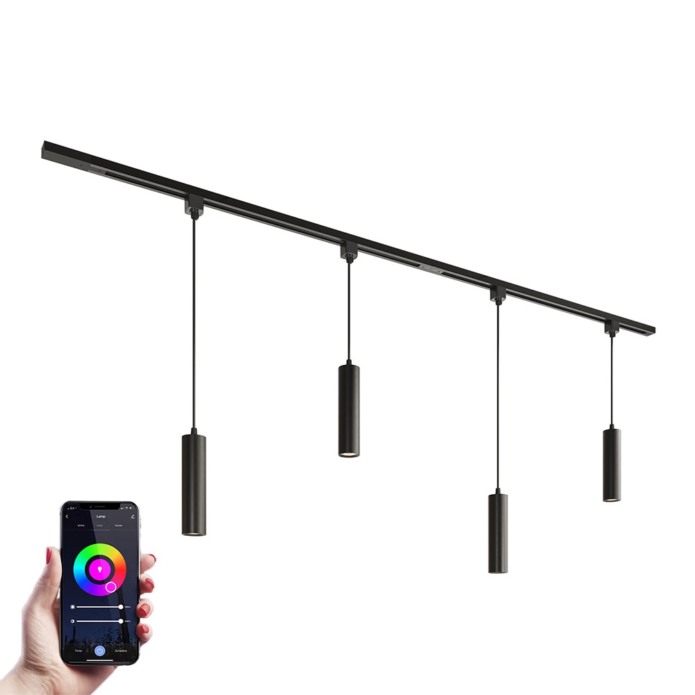 Taros LED Track Lighting package - Straight - 2x 1 m - 4 Pendant lights - RGBWW GU10