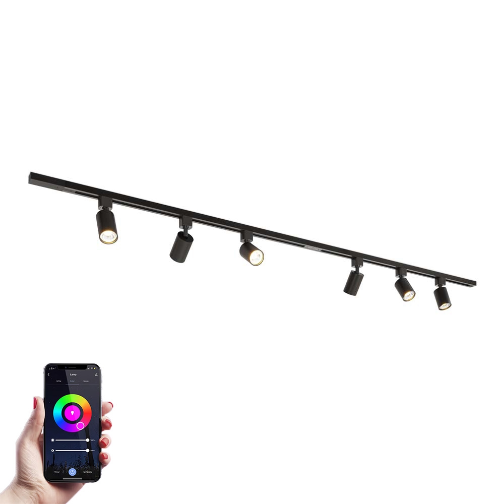 Taros LED-skinnesystem-pakke - lige - 2x 1 m - 6 skinnespots - RGBWW GU10