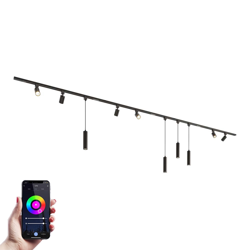 Taros LED Track Lighting package - Straight - 4x 1 m - 6 Spotlights - 4 Pendant lights - RGBWW GU10