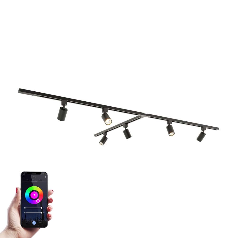 Taros LED-skinnesystem-pakke - T-form - 3 x 1 m - 6 skinnespots - RGBWW GU10