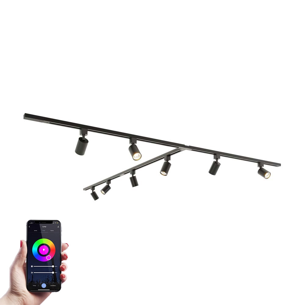 Taros LED-skinnesystem-pakke - T-form - 4 x 1 m - 8 skinnespots - RGBWW GU10