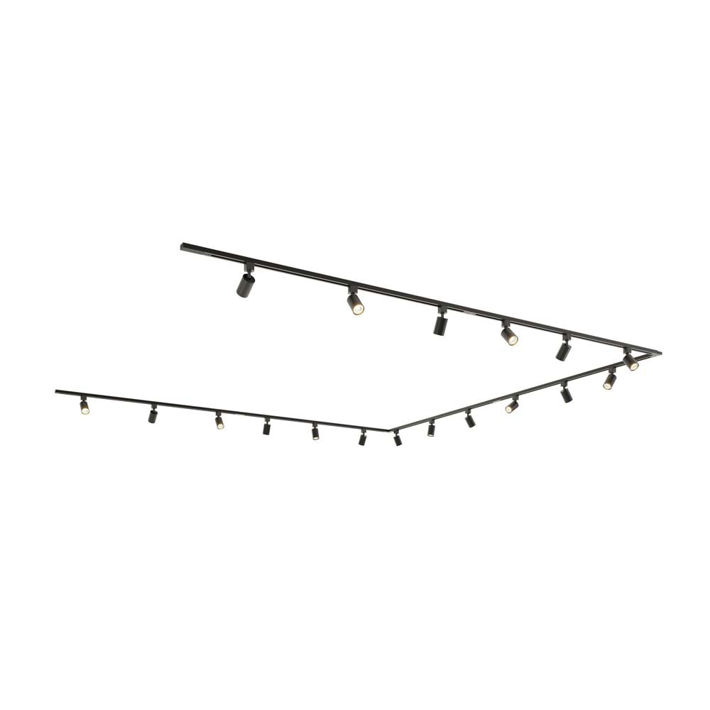 Taros LED-skinnesystem-pakke - U-form - 6 x 1,5 m - 18 skinnespots - 2700K GU10