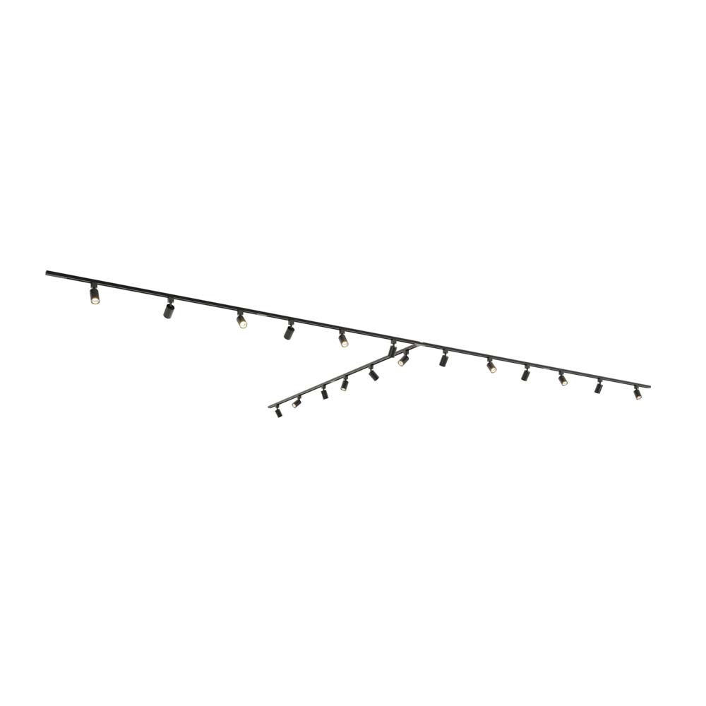 Taros LED-skinnesystem-pakke - T-form - 6 x 1,5 m - 18 skinnespots - 2700K GU10