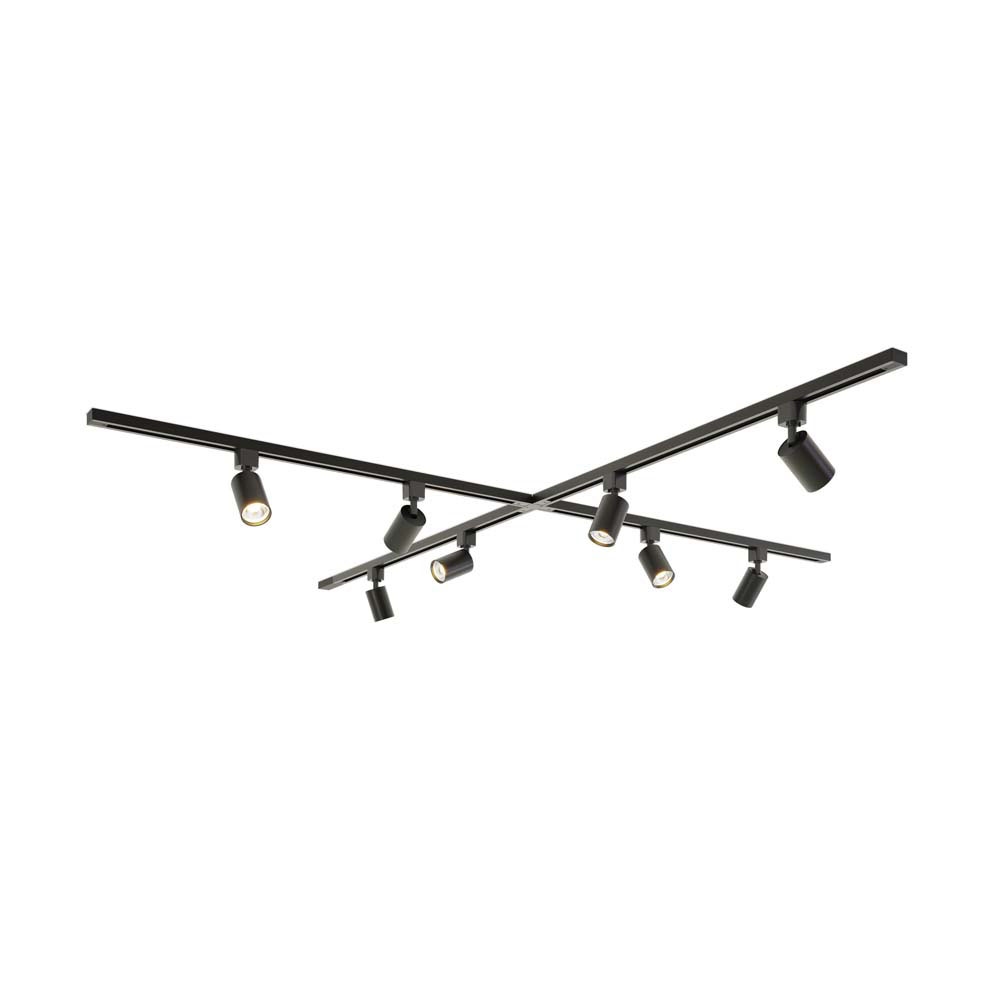 Taros LED-skinnesystem-pakke - X-form - 4 x 1 m - 8 skinnespots - 2700K GU10