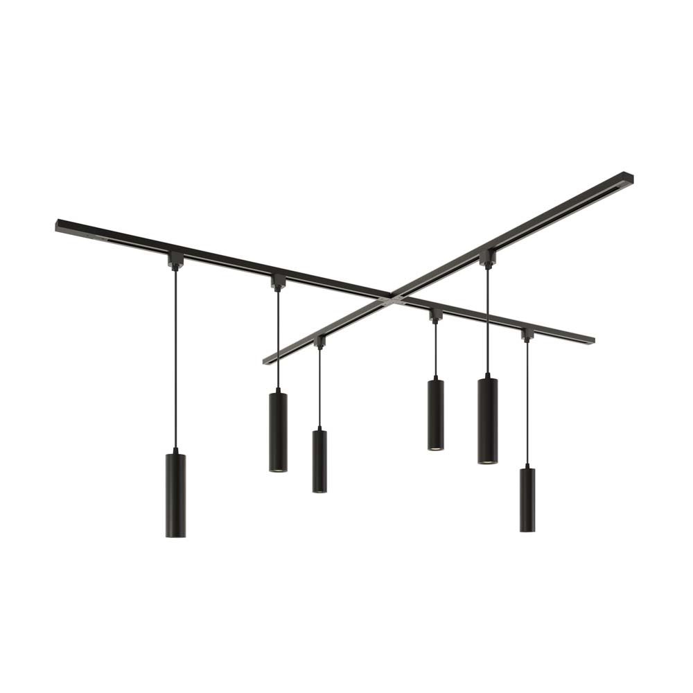 Taros LED-skinnesystem-pakke - X-form - 4 x 1 m - 6 pendel lampe - 2700K GU10