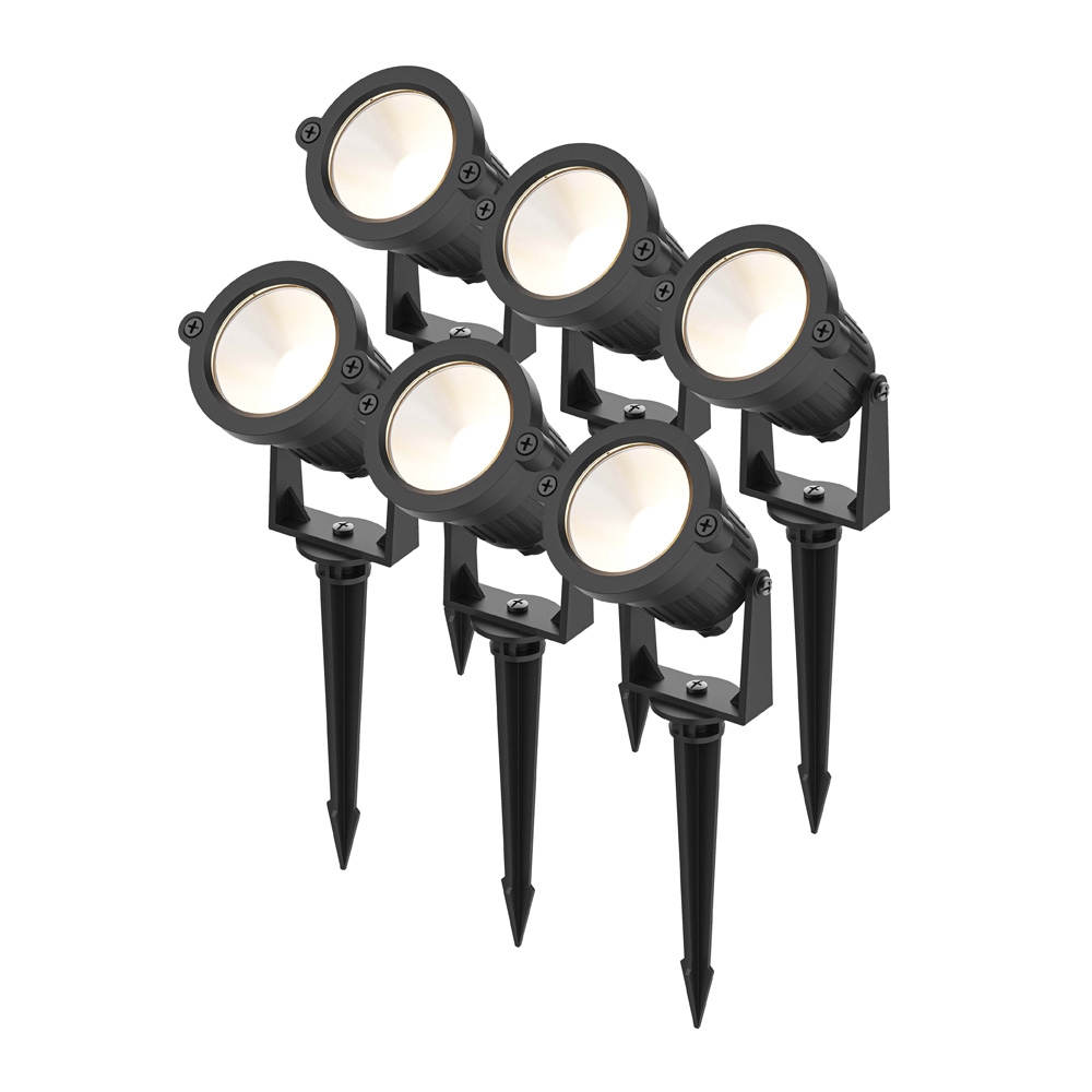 6x Piton LED-Strahler - 4,9 W, 425 lm - schwenkbar - 3000 K - IP65 - schwarz