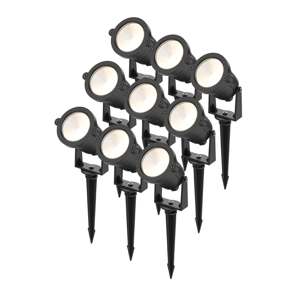 9x Piton LED-Strahler - 4,9 W, 425 lm - schwenkbar - 3000 K - IP65 - schwarz
