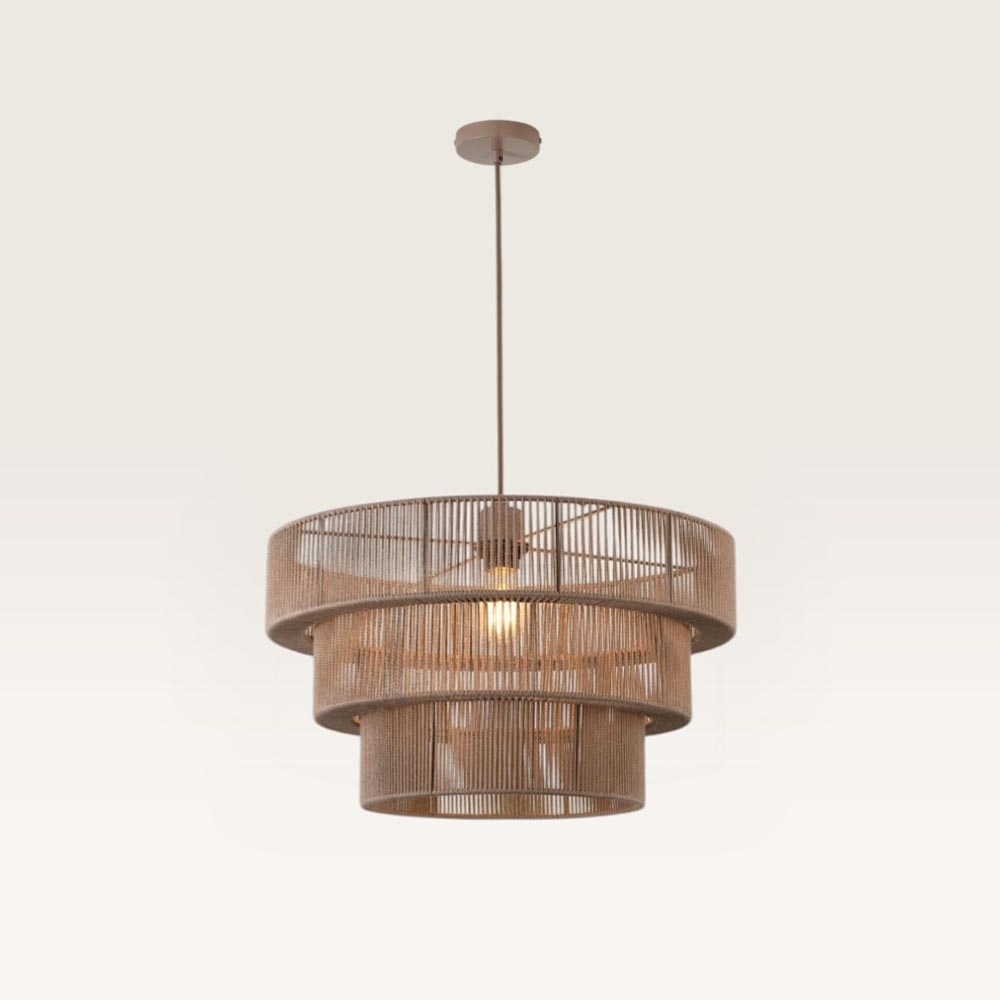 Pendant lamp Serengeti taupe - Three layers of braided cotton string