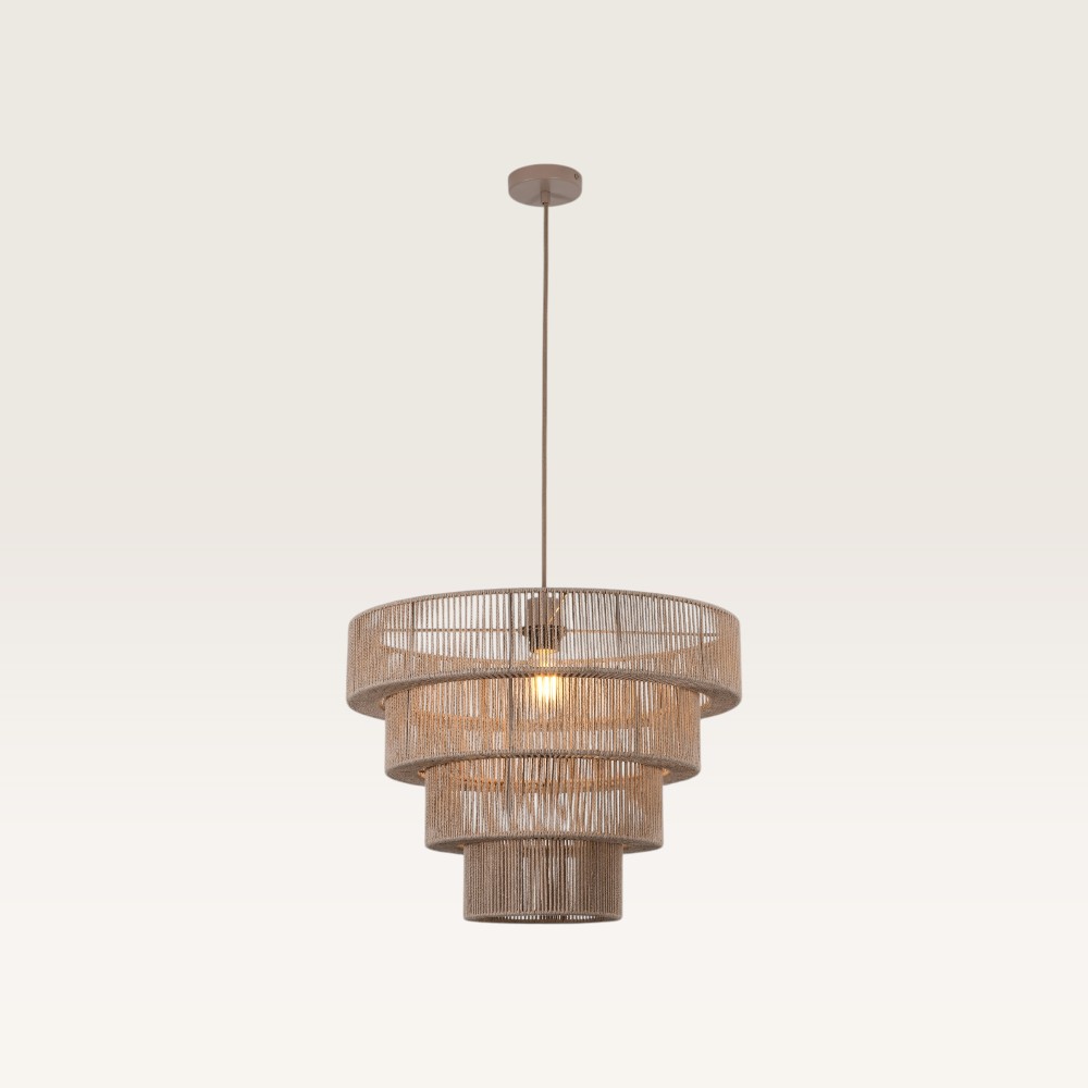 Hanglamp Galapagos taupe - Vier lagen van gevlochten katoenen koordjes