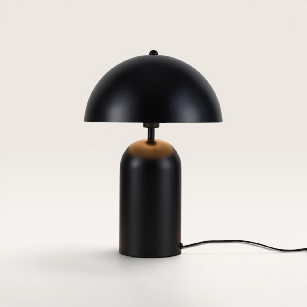 Tischlampe Asteri nero s – Schwarze Pilzlampe für den Innenbereich