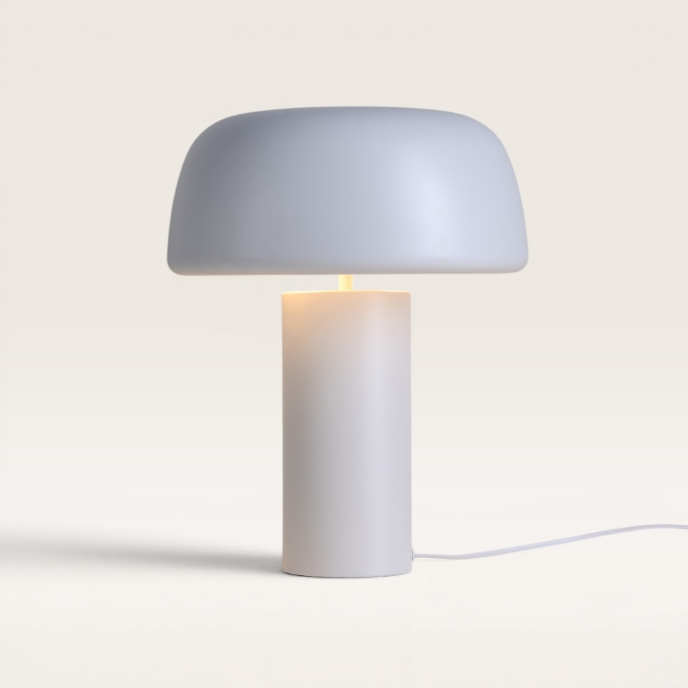 Tischleuchte Voryn bianco m – Pilzlampe aus Metall für den Innenbereich
