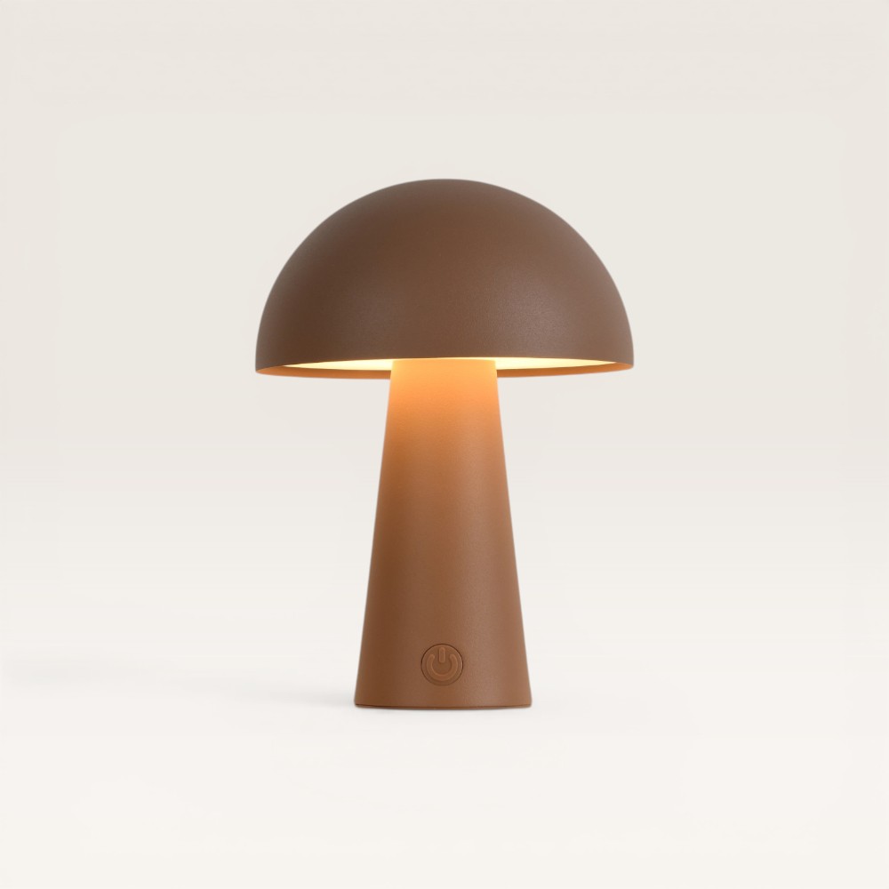 LED table lamp Arvento maronne - Dimmable and rechargeable mushroom lamp