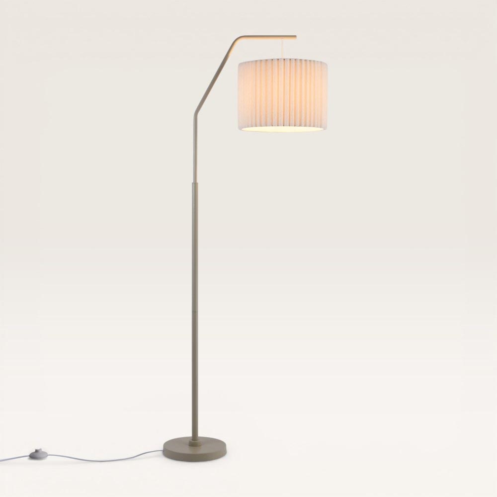 Lampadaire Selyra lino angolo - Abat-jour en lin plissé et pied en métal