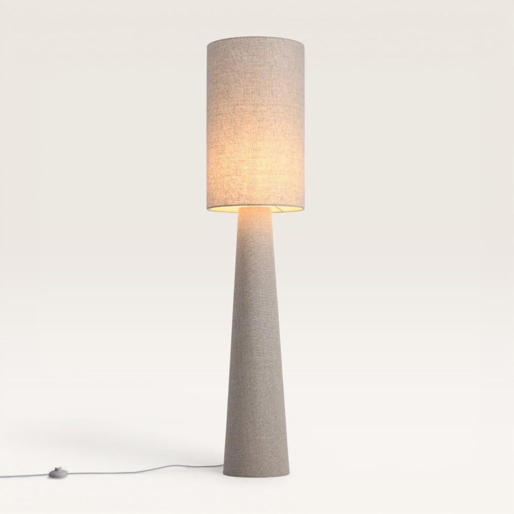 Lampadaire Marone lino l - Abat-jour et pied en lin translucide