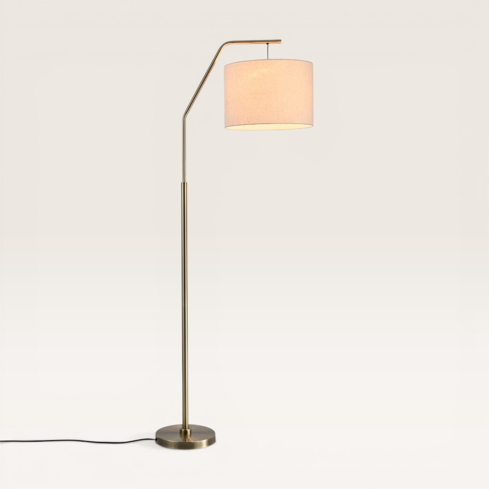 Floor lamp Delion Gold - Pleated linen shade and metal base