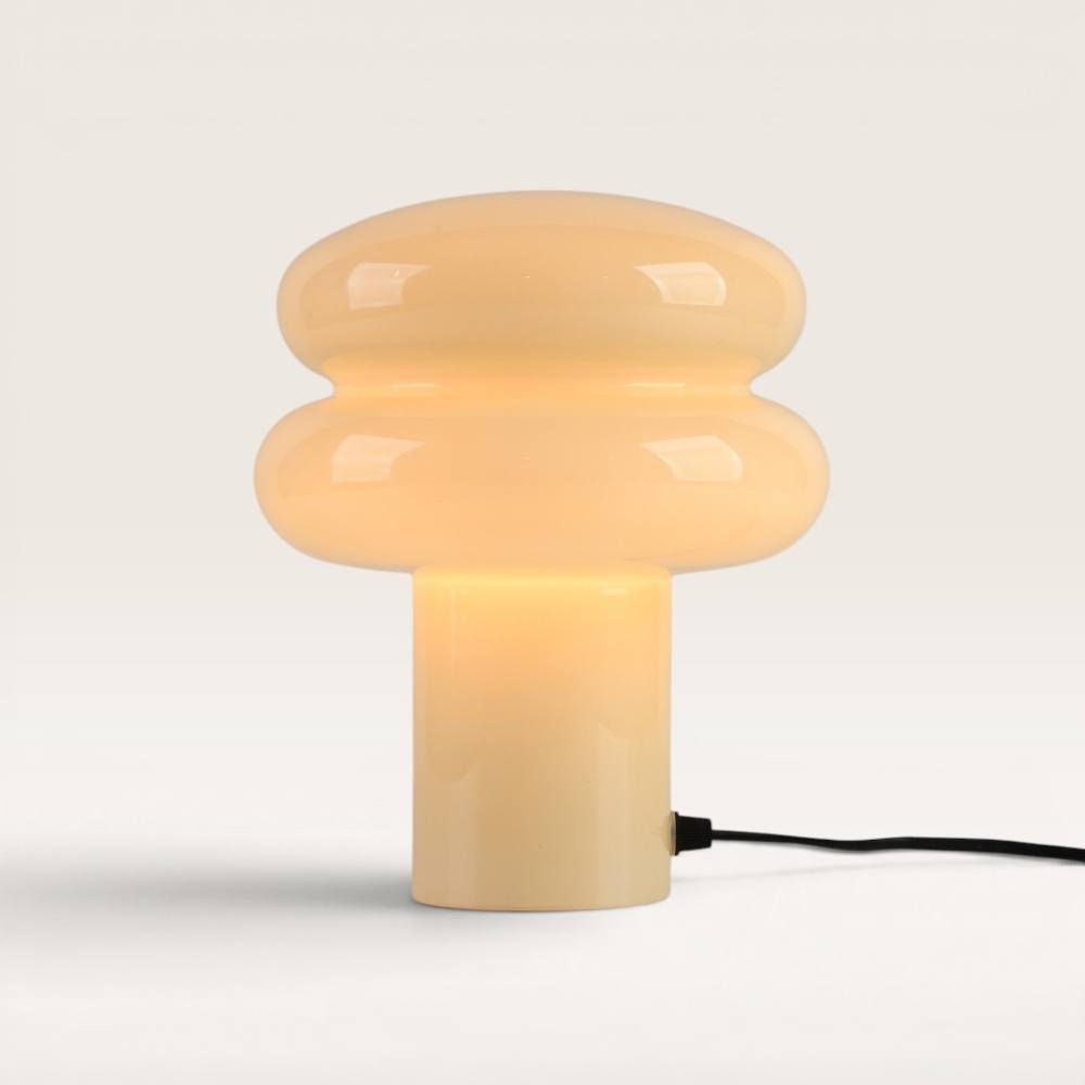 LED-Tischleuchte Elistro crema – Pilzlampe aus Glas in einzigartiger Form