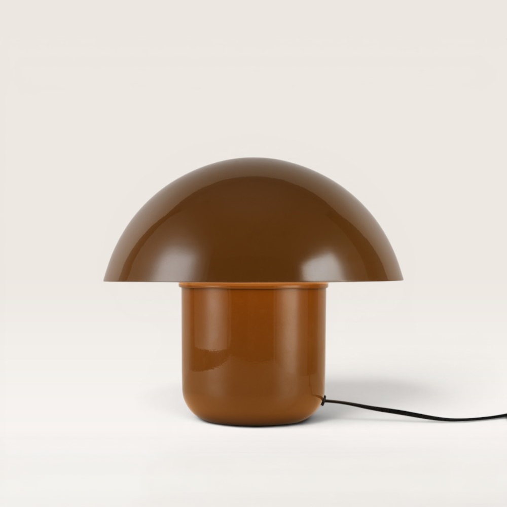 Tischleuchte Javera caramello - Braune Pilzlampe für den Innenbereich