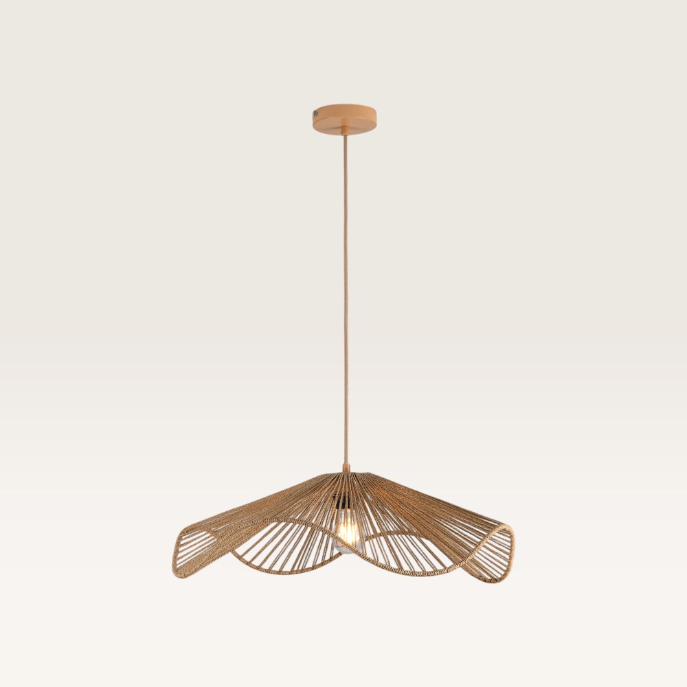 Pendellampa Avanta maronne l - Brun lampa av flätad papperssnodd