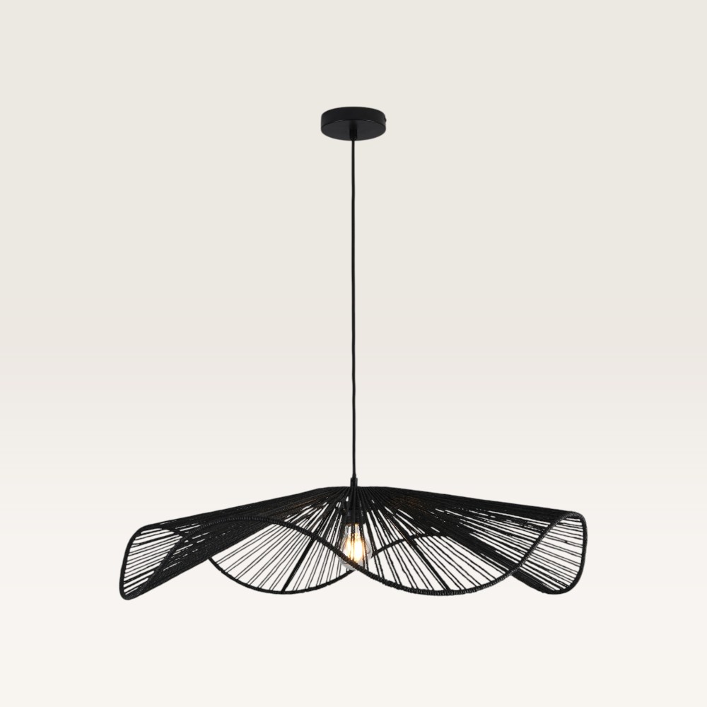 Pendellampa Avanta nero xl - Svart lampa av flätad papperssnodd