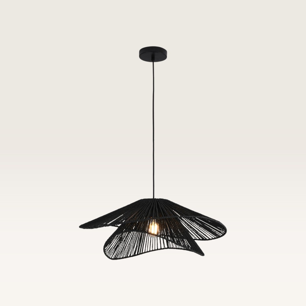 Pendellampa Avanta nero due - Svart lampa av flätad papperssnodd