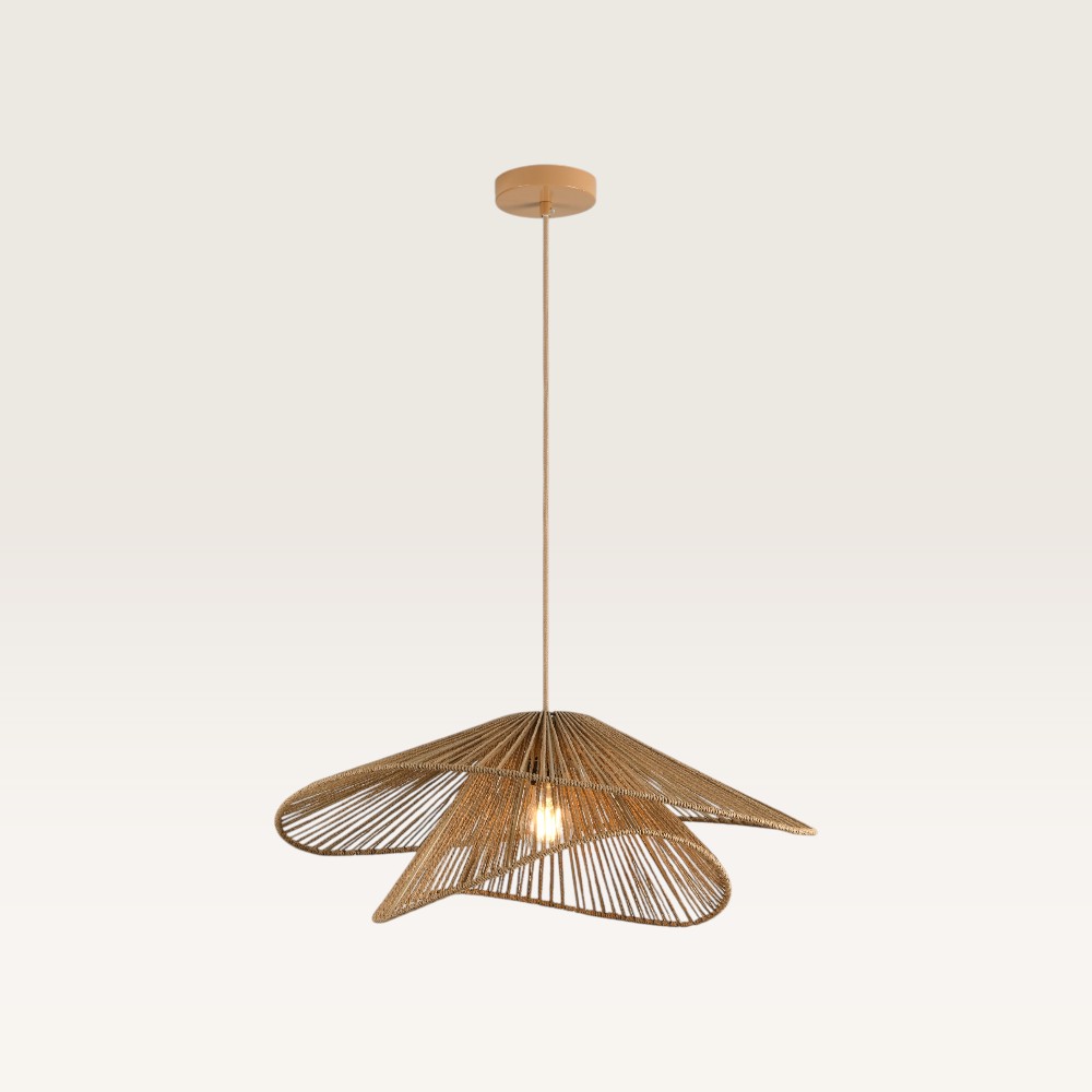 Pendellampa Avanta maronne due - Brun lampa av flätad papperssnodd