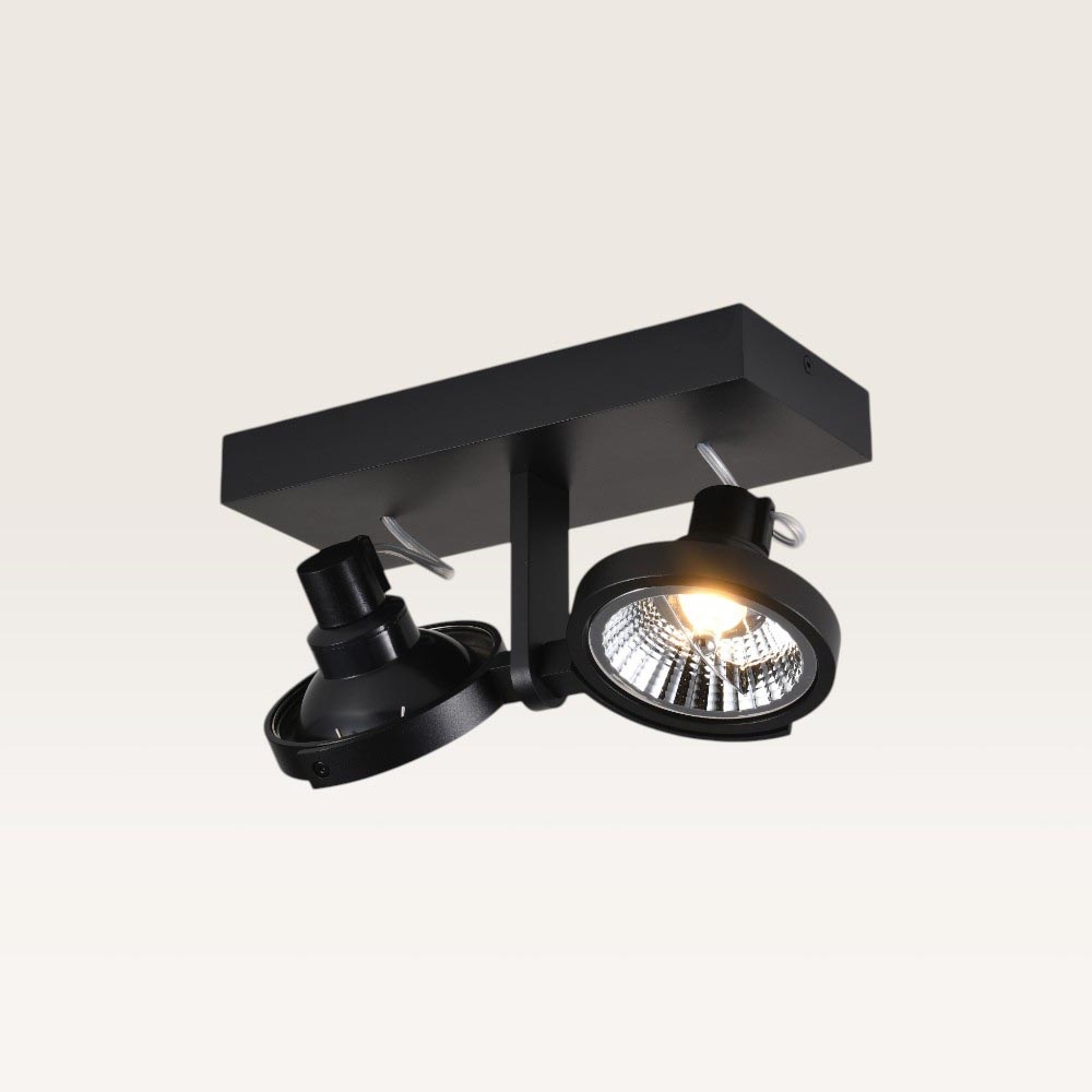 Loftlampe Telesto nero II - AR111 - IP20 - Sort - Dobbelt spotlight