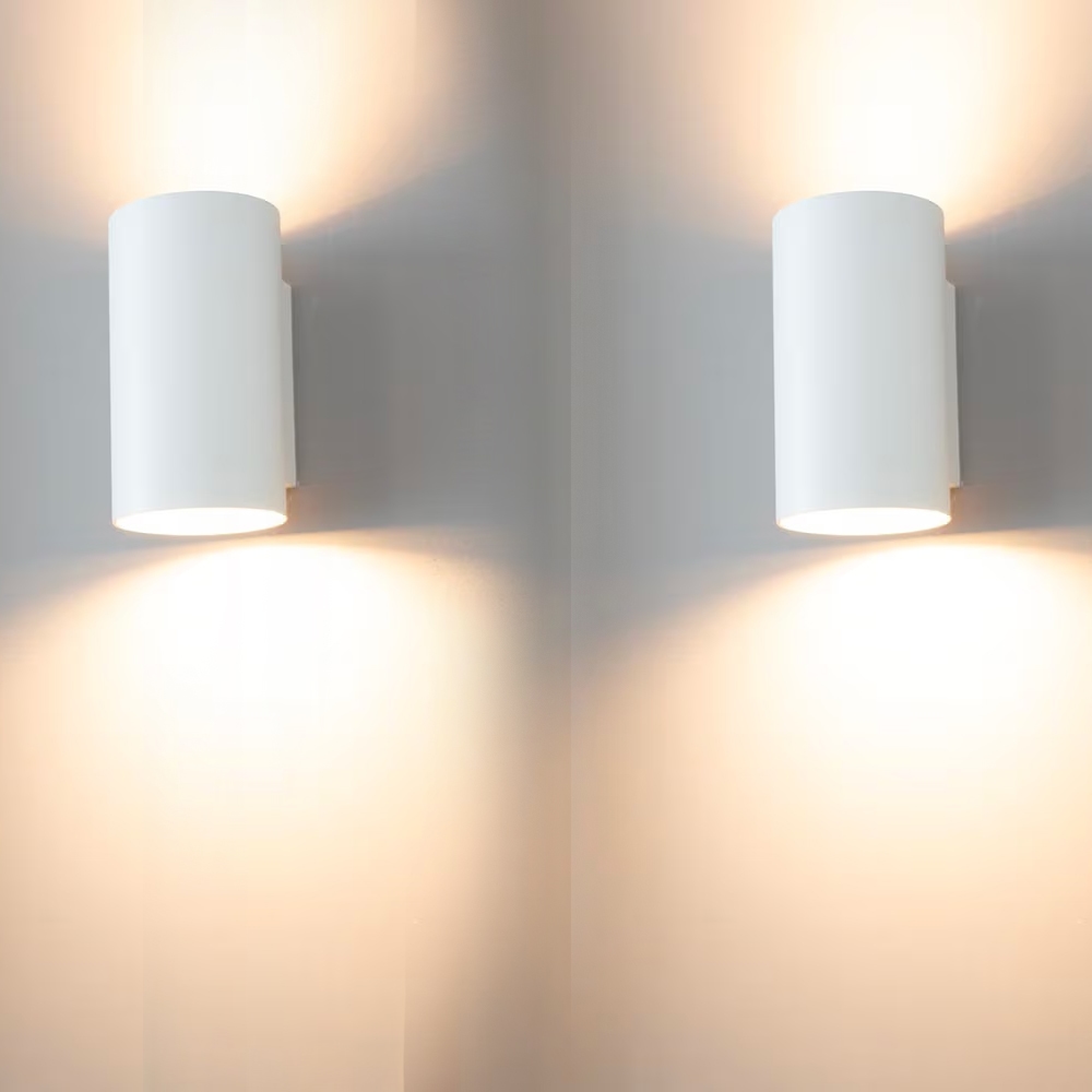 2x Giove bianco - Cilindervormige wandlamp met een mat witte coating - Up and downlight